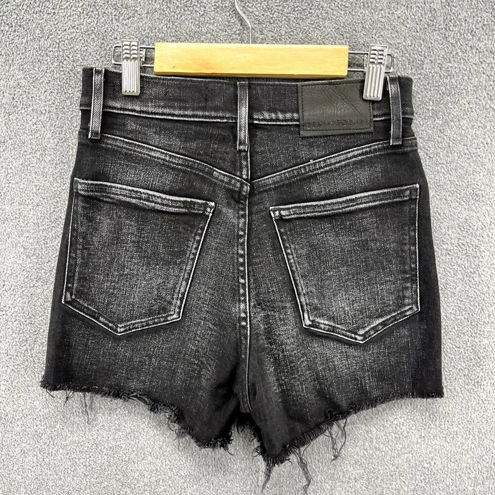 Denim Forum‎ Shorts Womens 24 Black The Arlo Denim Shorts Raw Hem